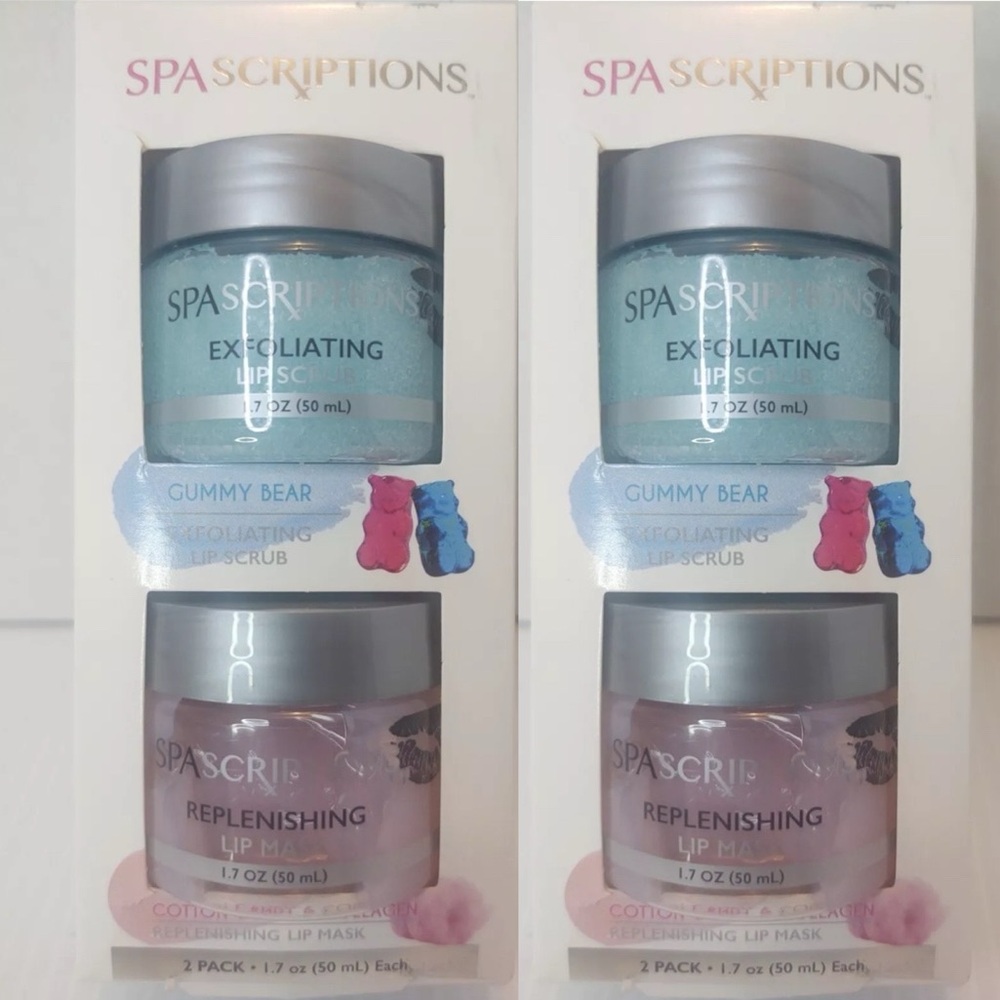 2packof 2 SpaScriptions Lip TherapyKit GummyBearScrub/CottonCandyMask 1.7oz each